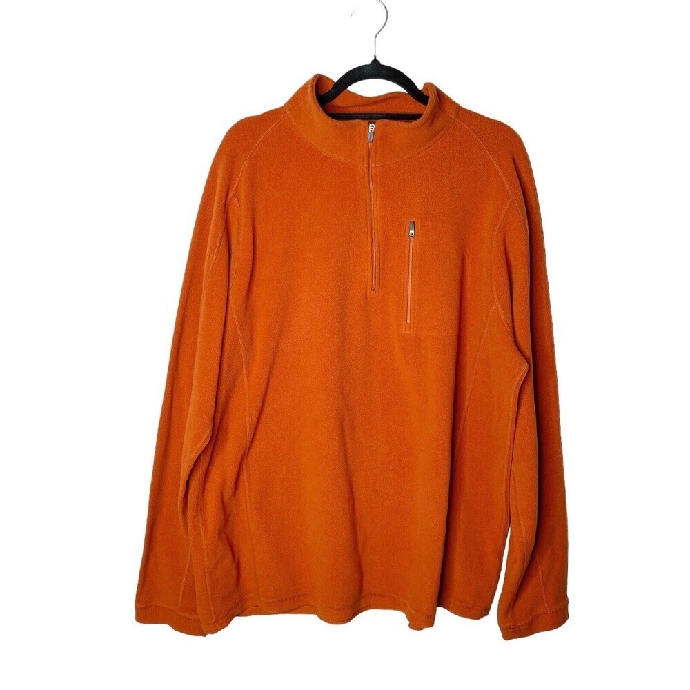 LL Bean 1/4 Zip Fleece Pullover Mens Sz XL Orange